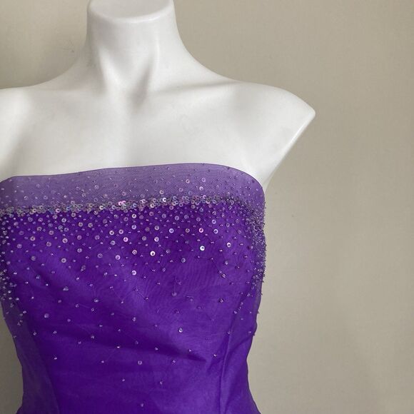 Vintage 2000s Y2K Prom Dress - Strapless Purple Formal Long Gown - Size 9/10 - Picture 2 of 10